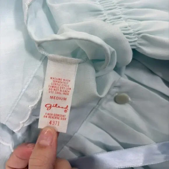Vintage Gilead Light Blue Summer Robe & Nightgown Floral Embroidery Medium Chrty - Picture 15 of 16